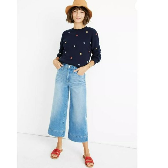 Madewell Denim - MADEWELL Wide-Leg Crop Bohemian Retro-inspired Blue Jeans Size 23